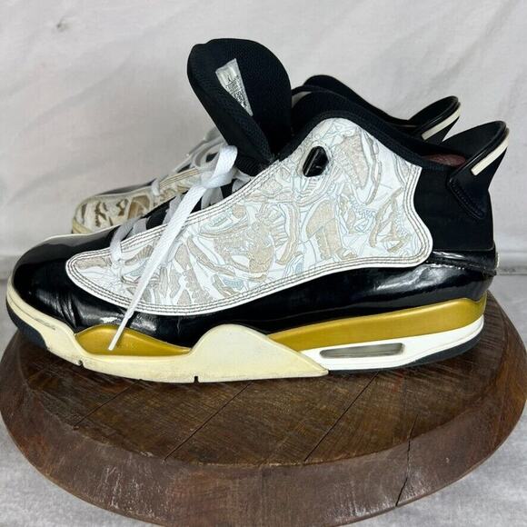Nike Jordan Sneakers Mens 11.5 Dub Zero Black and White Gold Trim 311046-005 - Picture 5 of 16